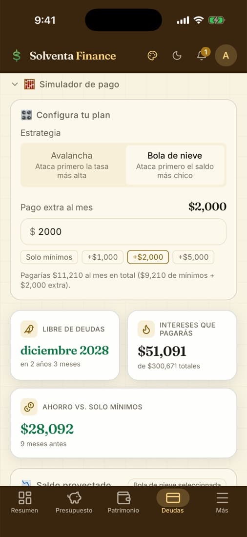 Deudas en Solventa Finance: el simulador y el mes en que terminas de pagar